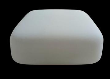 Vintage plafondlamp, mat opaalglas, vierkant, 26 cm  beschikbaar voor biedingen