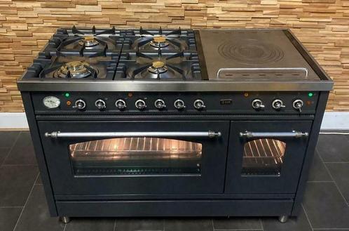 Luxe fornuis Boretti 120 cm antraciet 5 pits coupe de feu, Witgoed en Apparatuur, Fornuizen, Gebruikt, Vrijstaand, Gas, 5 kookzones of meer