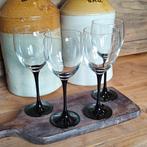 Vintage Luminarc zwarte wijn glazen - set van 4, Antiek en Kunst, Antiek | Glas en Kristal, Ophalen of Verzenden