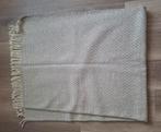Taupe ecru plaid, woondeken met franje, 135 x 170 cm, Ophalen of Verzenden, Zo goed als nieuw