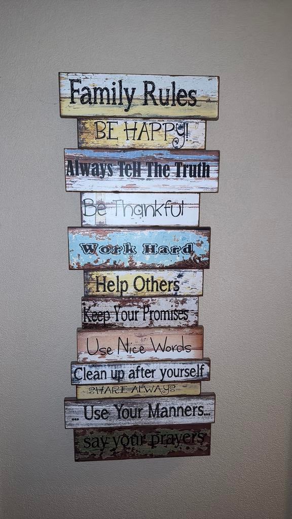 Bord met huisregels 98x 40 cm, Huis en Inrichting, Woonaccessoires | Tekstborden en Spreuken, Ophalen of Verzenden, Zo goed als nieuw