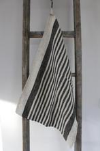 Zwaar linnen theedoek zwarte strepen Nr.1 *Pronck & Praal*, Ophalen of Verzenden, Nieuw, Zwart, Theedoek of Handdoek