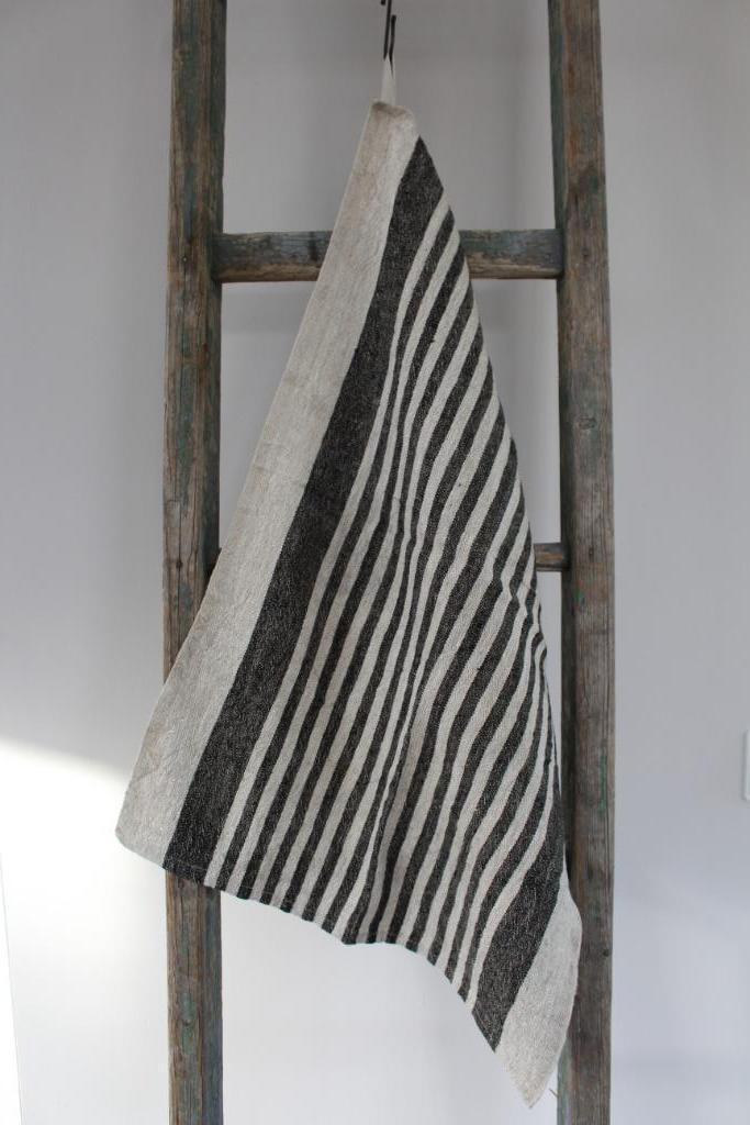 Zwaar linnen theedoek zwarte strepen Nr.1 *Pronck & Praal*, Huis en Inrichting, Keuken | Textiel, Nieuw, Theedoek of Handdoek