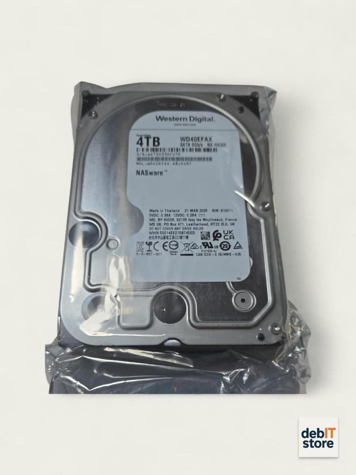 WD Red 4tb NAS HDD - WD40EFAX (nieuw - garantie - BTW), Computers en Software, Harde schijven, Nieuw, Desktop, HDD, SATA, Ophalen of Verzenden