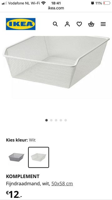 Ikea Komplement fijndradige lade en schuifsysteem wit beschikbaar voor biedingen