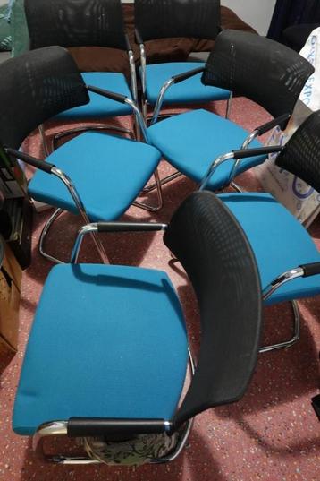 Sitland eetkamer-/vergaderstoelen zeegroen verchroomd (6 st)