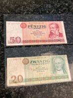 DDR Bankbiljetten Set - 20 & 50 Mark, Postzegels en Munten, Bankbiljetten | Europa | Niet-Eurobiljetten, Ophalen of Verzenden