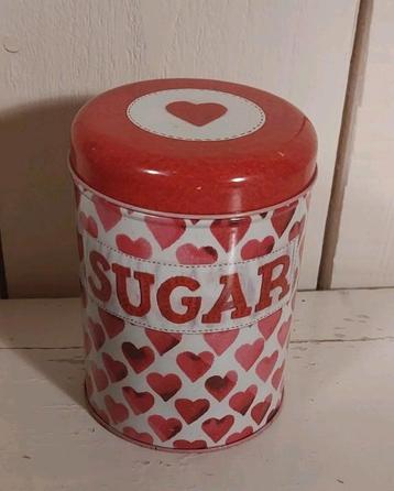 Tweedehands blik voor suiker met hartjes sugar  beschikbaar voor biedingen