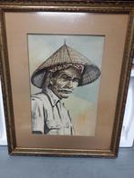 PRACHTIGE ANTIEKE GESIGNEERDE INDONESISCHE AQUAREL, Antiek en Kunst, Ophalen of Verzenden