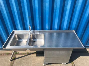 RVS dubbele spoelbak / werkblad los opleg element beschikbaar voor biedingen