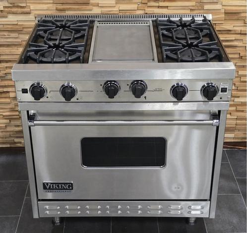 Luxe Fornuis Viking 90cm rvs GASOVEN Teppan Yaki grill, Witgoed en Apparatuur, Fornuizen, Zo goed als nieuw, Vrijstaand, Gas, 5 kookzones of meer