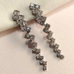 Vintage retro oorbellen clips strass zigzag jaren '70 '80, Met strass, Glas, Gebruikt, Hangers