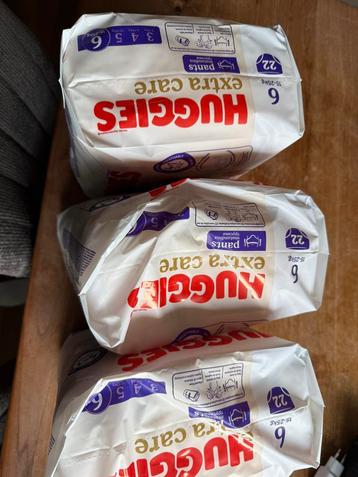 Luierbroekjes huggies maat 6 ,3 pakken beschikbaar voor biedingen