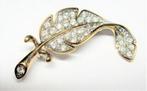 Fraaie klassieke broche blad doublé en kristal (7884-4657), Sieraden, Tassen en Uiterlijk, Broches, Ophalen, Zo goed als nieuw