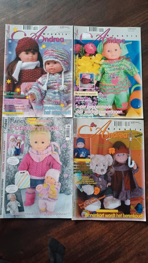 4 keer Andrea Poppenkleertjes breien en naaien, Hobby en Vrije tijd, Breien en Haken, Zo goed als nieuw, Breien, Patroon of Boek