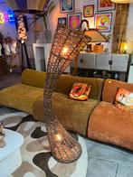 Retro vintage boho riet gevlochten vloerlamp, Huis en Inrichting, Ophalen of Verzenden