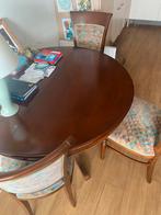 Antieke eettafel met 4 stoelen, Ophalen of Verzenden, Zo goed als nieuw, 4 tot 6 stoelen