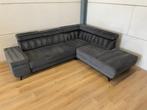 Mooie luxe grijze velvet fluwele hoekbank - GEREINIGD!!!, Huis en Inrichting, Banken | Bankstellen, Ophalen, Gebruikt, Hoekbank