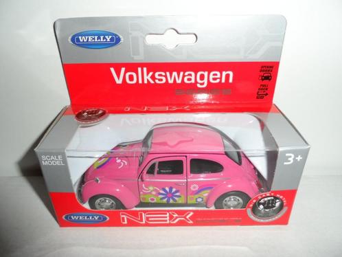 Welly - Volkswagen Kever (roze) 1:36, Hobby en Vrije tijd, Modelauto's | Overige schalen, Nieuw, Auto, Ophalen of Verzenden