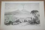 Antieke gravure - Napels en de Vesuvius - 1874 !!, Ophalen of Verzenden