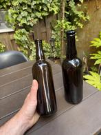 Set vintage bruine glazen flessen – 2 stuks, Ophalen, Gebruikt, Overige typen