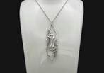 Zilveren Jugendstil ketting met kraanvogel hanger. 2025/707., Met hanger, ., Nieuw, Ophalen of Verzenden