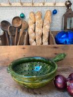 Antiek Frans aardewerk vergiet, groen glazuur, Antiek en Kunst, Ophalen of Verzenden
