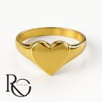 Hartvormige damesring 925 zilver 18k verguld, gratis gravure, Nieuw, Ophalen of Verzenden, 17 tot 18, Dame