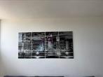 Modern schilderij Skyline op 4 panelen zwart/wit/kleuraccent, Ophalen