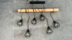 Hanglamp hout / zwart metaal, Huis en Inrichting, Lampen | Hanglampen, Ophalen, Zo goed als nieuw, Hout, Minder dan 50 cm