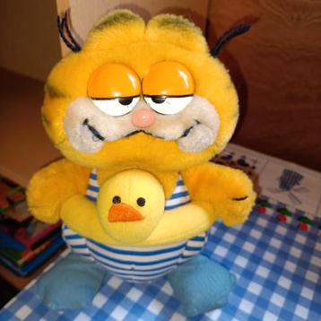 Vintage Garfield knuffel met zwemband met eendje 24 cm groot beschikbaar voor biedingen