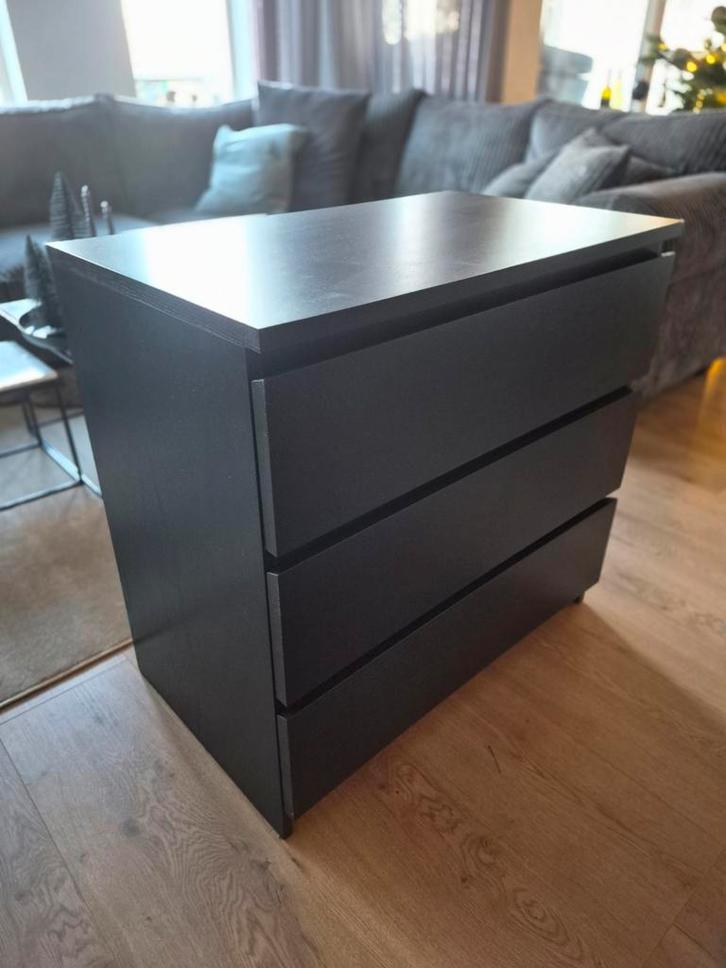 IKEA Malm ladekast - Zwart, Huis en Inrichting, Kasten | Dressoirs, Zo goed als nieuw, 50 tot 100 cm, 25 tot 50 cm, Met lade(s)