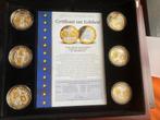 Set van 6 vergulde zilveren munten, Postzegels en Munten, Setje, Overige landen, Goud, Overige waardes