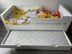 Wit Kinderbed met Uitschuifbaar Logeerbed, Gebruikt, 70 tot 85 cm, Ophalen of Verzenden, Lattenbodem