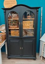 Oude brocante servieskast  - vitrinekast, Antiek en Kunst, Ophalen