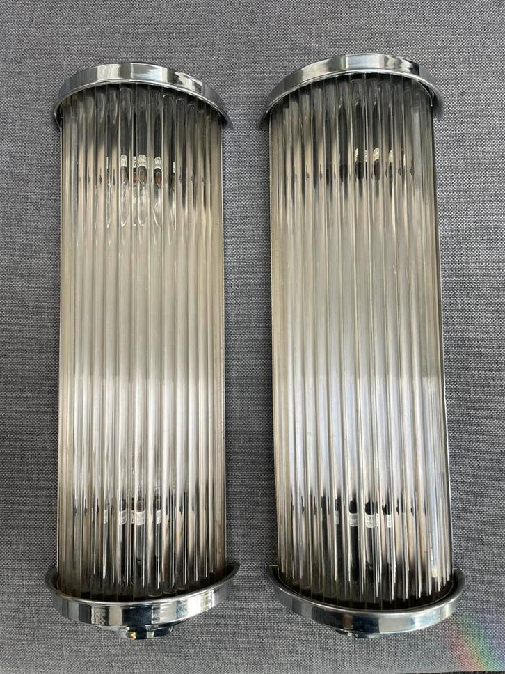 Set van 2 Art Deco wandlampen, Huis en Inrichting, Lampen | Wandlampen, Zo goed als nieuw, Metaal, Ophalen of Verzenden