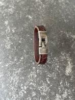 Armband heren bruin leer zilveren sluiting, Ophalen, Zo goed als nieuw, Bruin, Leer