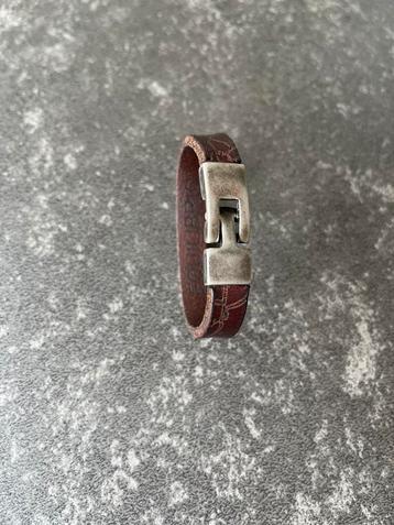 Armband heren bruin leer zilveren sluiting beschikbaar voor biedingen