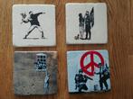 Banksy Stenen Onderzetters - Set van 4, Ophalen of Verzenden, Glas of Kopje
