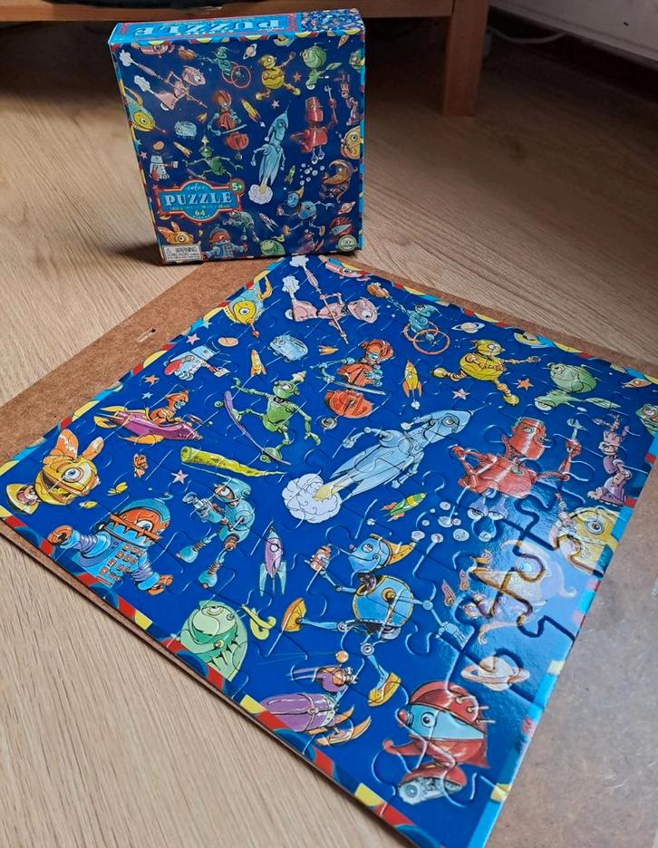 Lots Of Robot van eeBoo - 64-delig puzzel, Kinderen en Baby's, Speelgoed | Kinderpuzzels, Zo goed als nieuw, 4 tot 6 jaar, Meer dan 50 stukjes