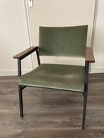 Olijfgroene retro fauteuil, Huis en Inrichting, Fauteuils, Minder dan 75 cm, Gebruikt, Stof, 50 tot 75 cm