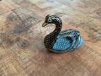 Gaaf zwart cloisonne zwaantje chinees emaille koper messing, Ophalen of Verzenden