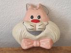 Zeldzaam Vintage Kat Poes Beeld - Spaarpot Roze Wit Keramiek, Verzenden, Gebruikt, Dier