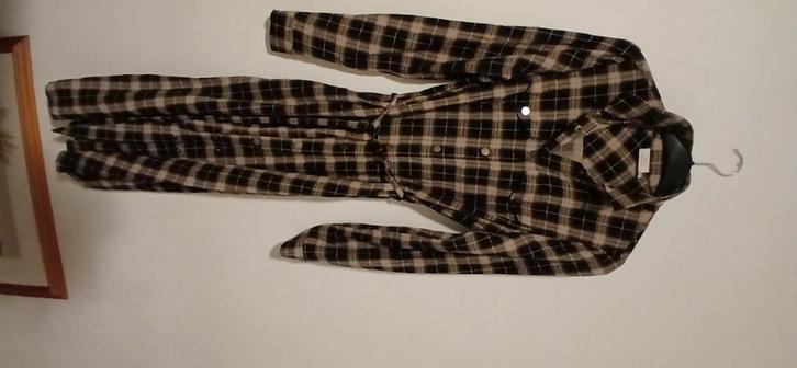 Jurk  kaffe 38 ruit., Kleding | Dames, Jurken, Zo goed als nieuw, Maat 38/40 (M), Bruin, Onder de knie, Ophalen of Verzenden