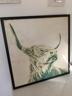 Ingelijste Schotse hooglander op canvas, Huis en Inrichting, Woonaccessoires | Schilderijen, Tekeningen en Foto's, Ophalen of Verzenden