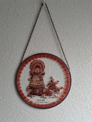 Raamhanger Sarah Kay vintage glas in lood rood oudroze  beschikbaar voor biedingen