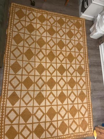 Beige/Crème Tapijt met Geometrisch Patroon beschikbaar voor biedingen