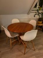4x | Kuipstoel wit | Houten poten | Eetkamer stoel, Huis en Inrichting, Ophalen, Kunststof, Wit, Vier