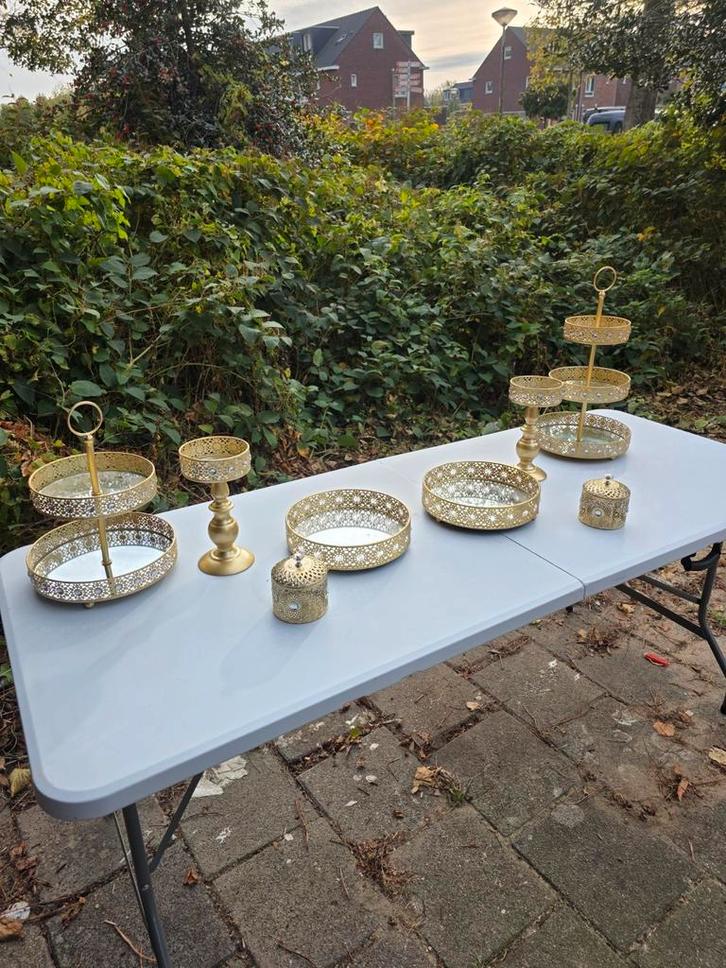 Sweettable decoratie goud 10-delig, Hobby en Vrije tijd, Feestartikelen, Nieuw, Versiering, Geboorte of Huwelijk, Ophalen