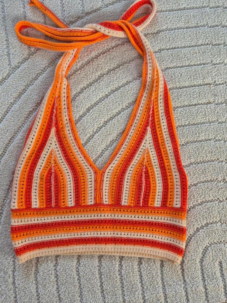 Ibiza style Gehaakte Top - Maat M, Kleding | Dames, Tops, Zo goed als nieuw, Maat 38/40 (M), Oranje, Zonder mouw, Ophalen of Verzenden